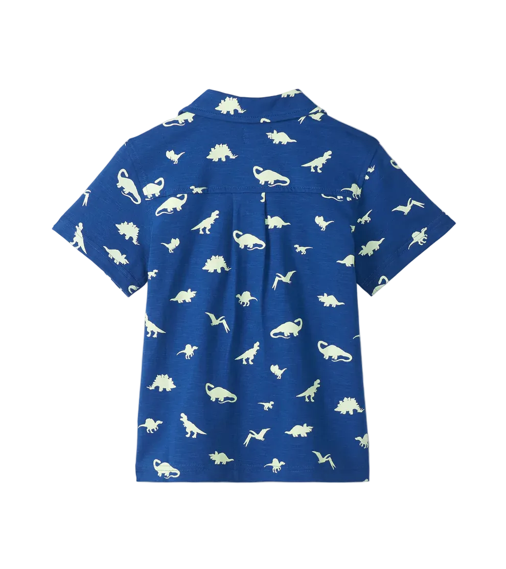 HATLEY: GLOW IN THE DARK DINOS JERSEY BUTTON DOWN - ENSIGN BLUE