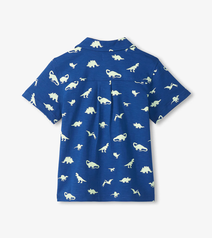 HATLEY: GLOW IN THE DARK DINOS JERSEY BUTTON DOWN - ENSIGN BLUE