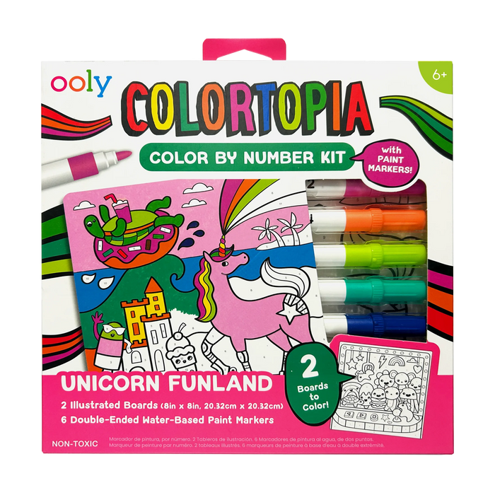 OOLY: COLORTOPIA COLOR BY NUMBER PAINT MARKER KIT - UNICORN FUNLAND