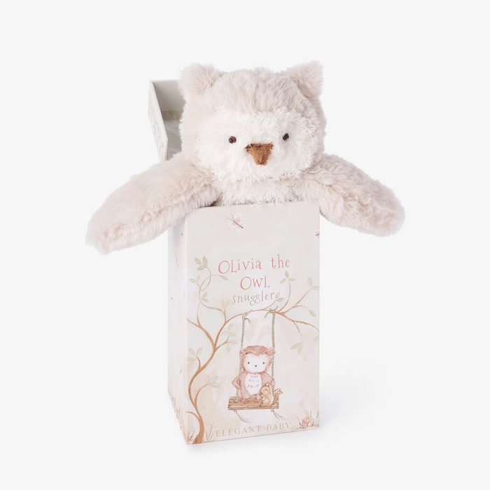 ELEGANT BABY: OLIVIA THE OWL 10" SNUGGLER PLUSH SECURITY BLANKET WITH GIFT BOX