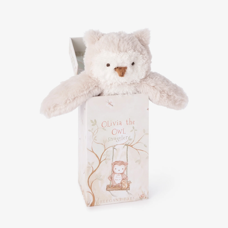 ELEGANT BABY: OLIVIA THE OWL 10" SNUGGLER PLUSH SECURITY BLANKET WITH GIFT BOX