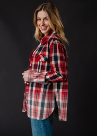 PANACHE APPAREL: NAVY, RED, & CREAM PLAID FLANNEL