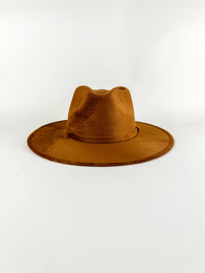 WILDER AND SOUL: VEGAN SUEDE RANCHER HAT - CARAMEL