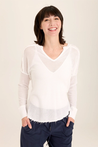 XCVI: MESH BULLOCK PULLOVER - WHITE