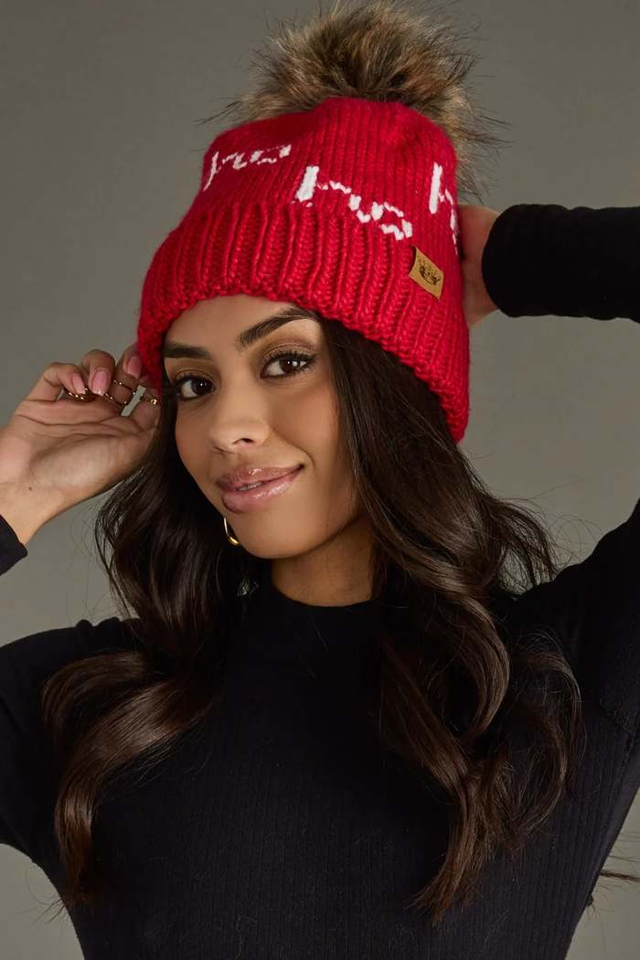 PANACHE: HO HO HO POM HAT - RED