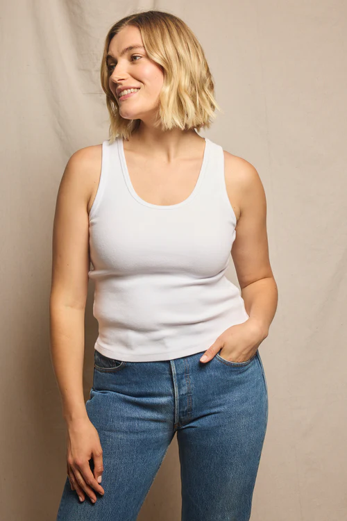 PERFECTWHITETEE: DEBBIE BLONDIE TANK... BUT LONGER - WHITE
