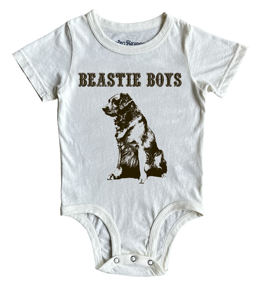 ROWDY SPROUT: BEASTIE BOYS ORGANIC SHORT SLEEVE ONESIE - VINTAGE WHITE