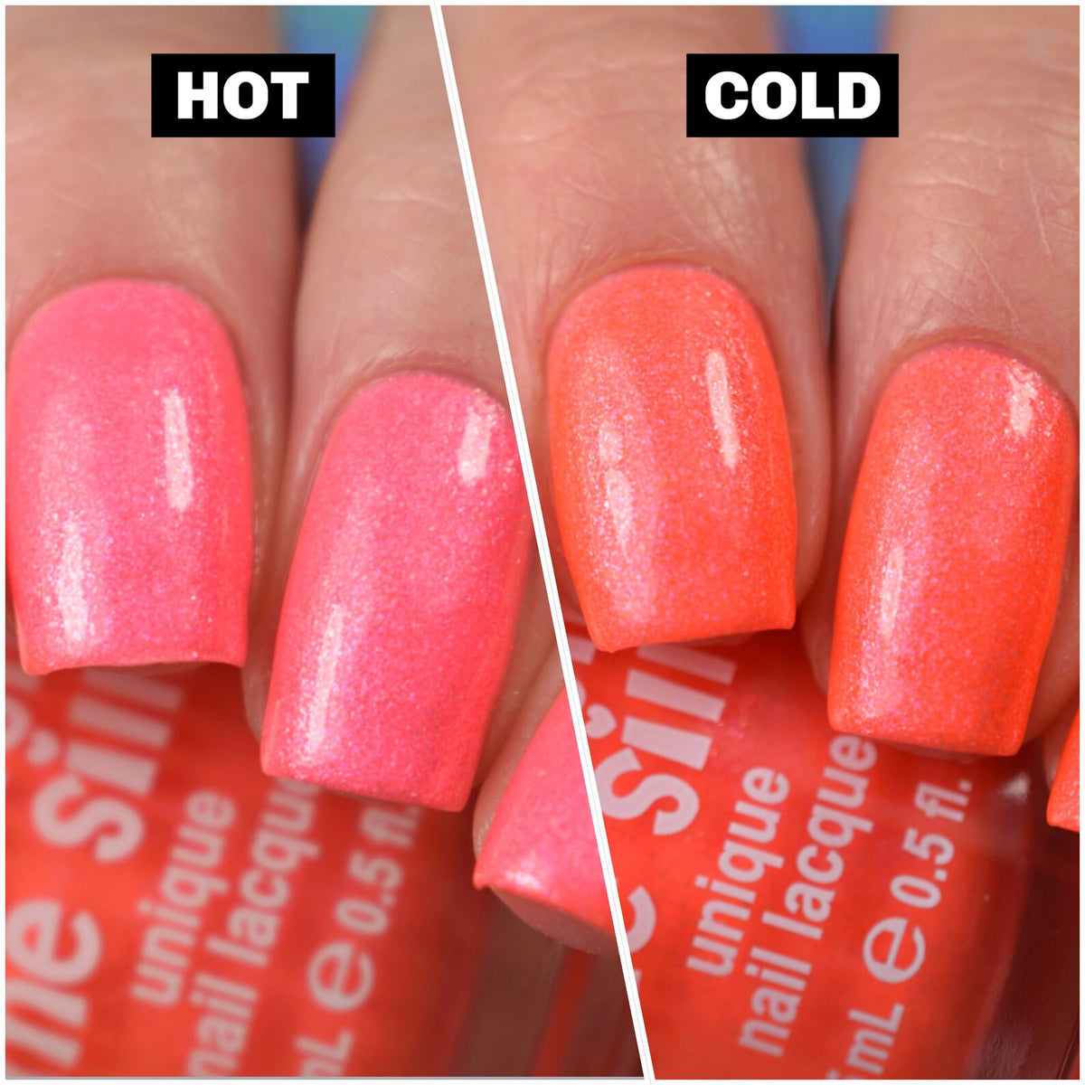 POLISH ME SILLY: TROPICAL PUNCH - NEON POP THERMAL COLOR CHANGING PINK ORANGE NAIL POLISH