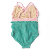 SHADE CRITTERS: PINK & GREEN SHIMMER MERMAID SHELL ONE PIECE SWIMSUIT