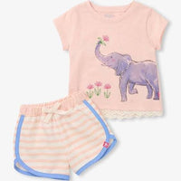 HATLEY: ELEPHANT EYELET TRIM TEE & SHORT SET - PEARL BLUSH