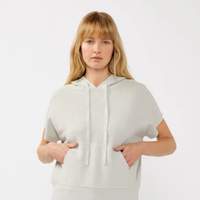 SHORT SLEEVE HOODED SLEEVELESS PULLOVER- SILVER