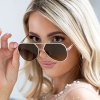TOPFOXX: UNTANGLED X EMILY - TANGLE FREE - BROWN AVIATOR SUNGLASSES