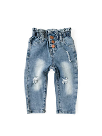 LITTLE BIPSY: PAPERBAG WAIST DENIM - LIGHT WASH