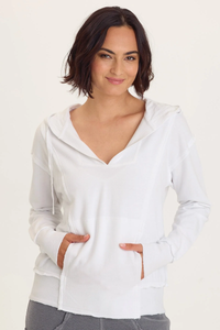 XCVI: ROSALYN FLEECE CASUAL HOODIE - WHITE