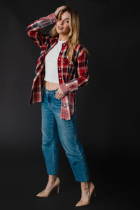 PANACHE APPAREL: NAVY, RED, & CREAM PLAID FLANNEL