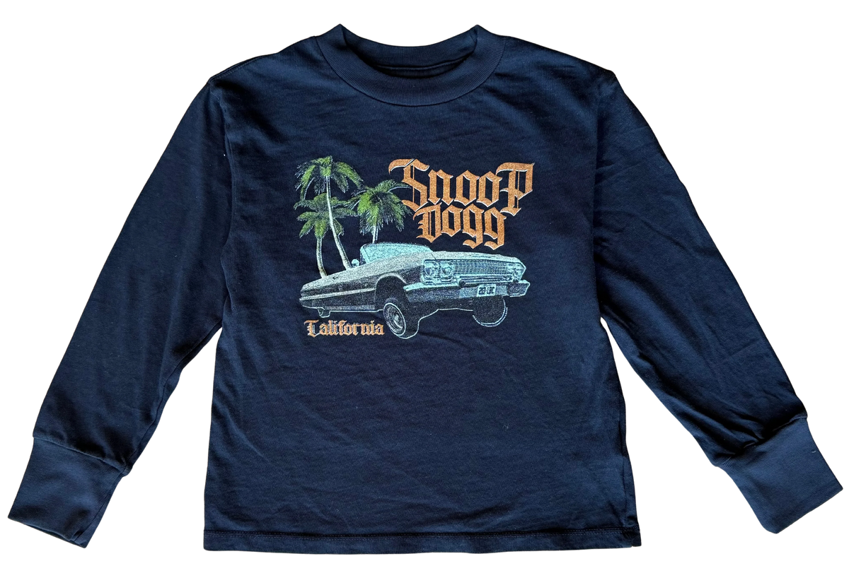 ROWDY SPROUT: SNOOP DOGG CRUISER LONG SLEEVE TEE - BLACK