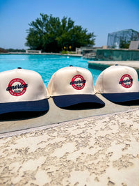 LAND OF THE BEER SNAPBACK HAT - NATURAL/NAVY