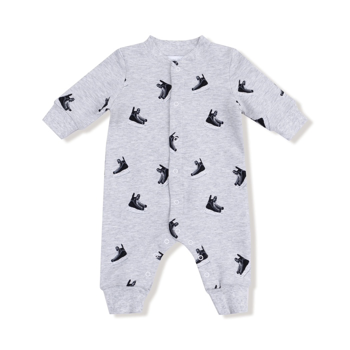 ANGEL DEAR: BASEBALL COLLAR ROMPER WITH FRONT PLACKET - HOCKEY