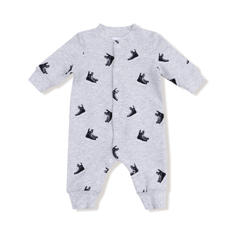 ANGEL DEAR: BASEBALL COLLAR ROMPER WITH FRONT PLACKET - HOCKEY
