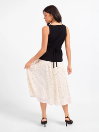 SADIE & SAGE: LETTERS HOME PLEATED MAXI SKIRT - IVORY/BLACK