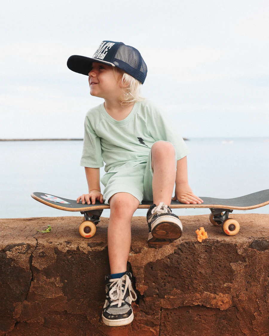 TINY WHALES: BOLT SHORTS - MINERAL SEAFOAM