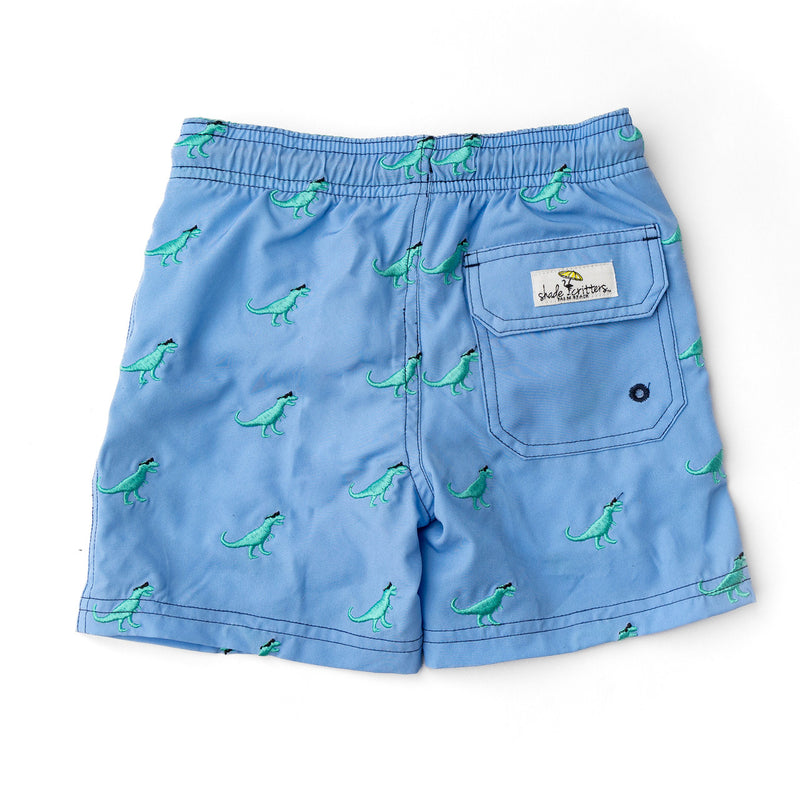 SHADE CRITTERS: SHADEY DINOS 4 WAY STRETCH EMBROIDERED SWIM TRUNKS
