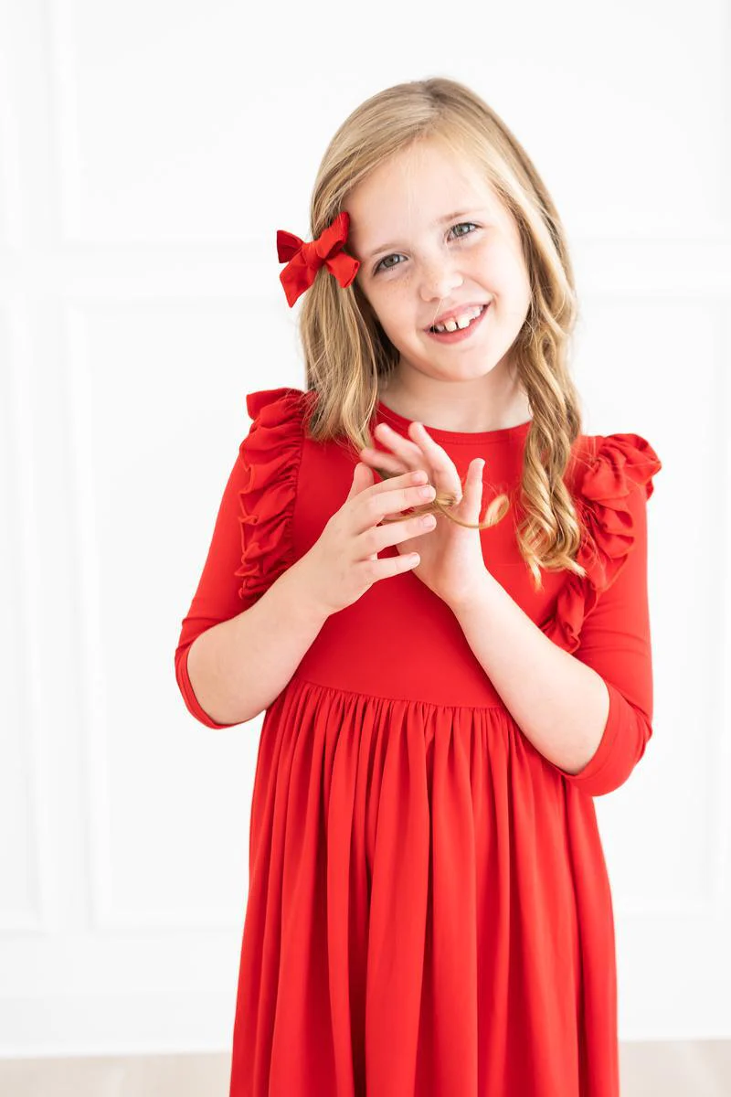 MILA & ROSE: RED RUFFLE TWIRL DRESS