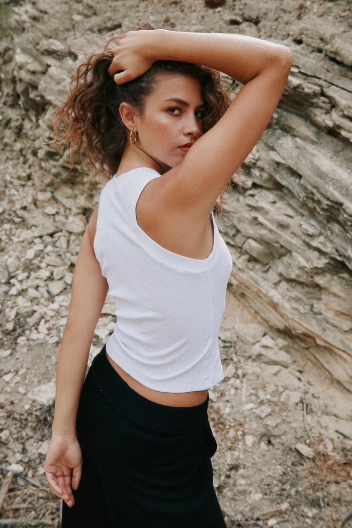 PROJECT SOCIAL T: PLAYER FITTED RACERBACK RIB TANK - WHITE