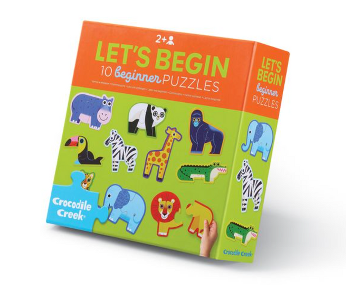 CROCODILE CREEK: LET'S BEGIN (10) 2-PIECE PUZZLES BOX SET - JUNGLE