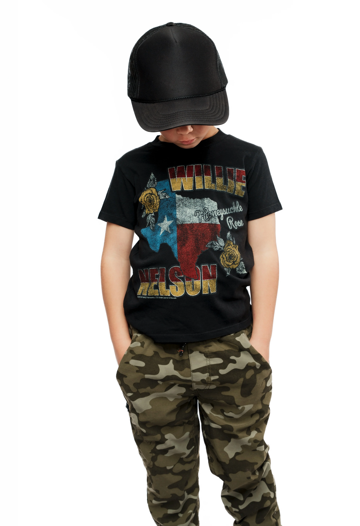 ROWDY SPROUT: WILLIE NELSON HONEYSUCKLE ROSE TEE - WASHED BLACK