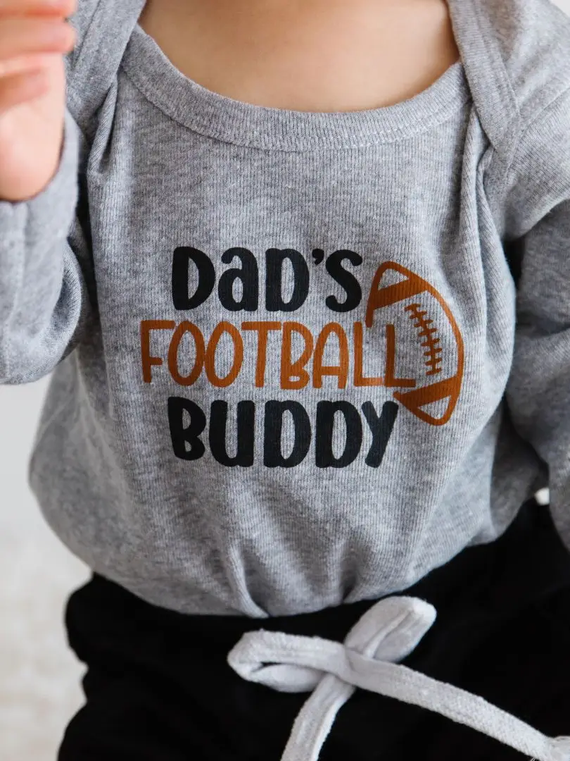 SWEET WINK: DAD'S FOOTBALL BUDDY LONG SLEEVE BODYSUIT - GREY