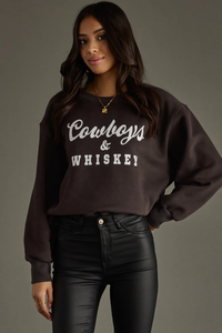 PANACHE: 'COWBOYS & WHISKEY' SWEATSHIRT- CHARCOAL