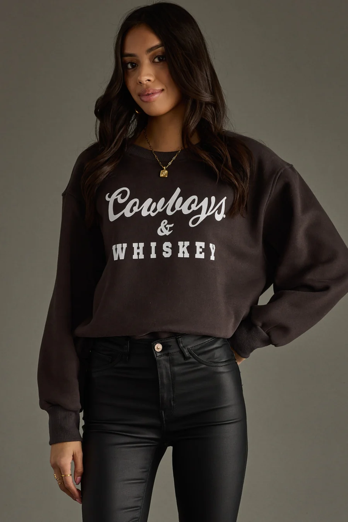 PANACHE: 'COWBOYS & WHISKEY' SWEATSHIRT- CHARCOAL