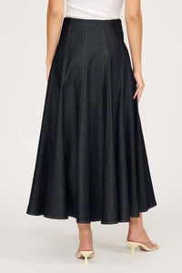 LUCY PARIS: NOVA CIRCLE SKIRT - DARK WASH DENIM