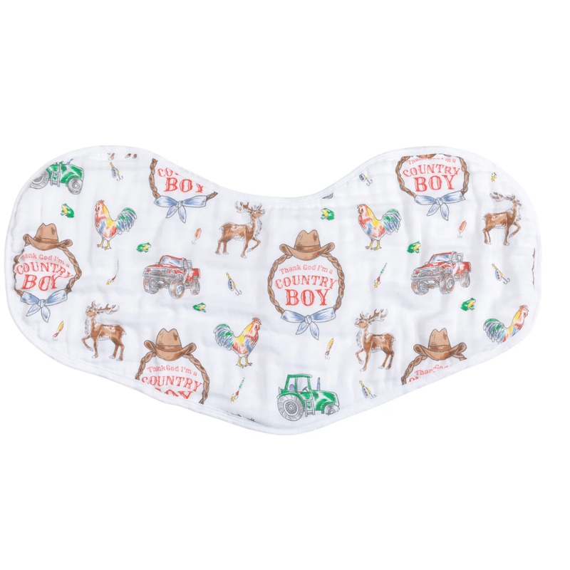 LITTLE HOMETOWN: COUNTRY BOY 2 IN 1 BURP CLOTH AND BIB COMBO