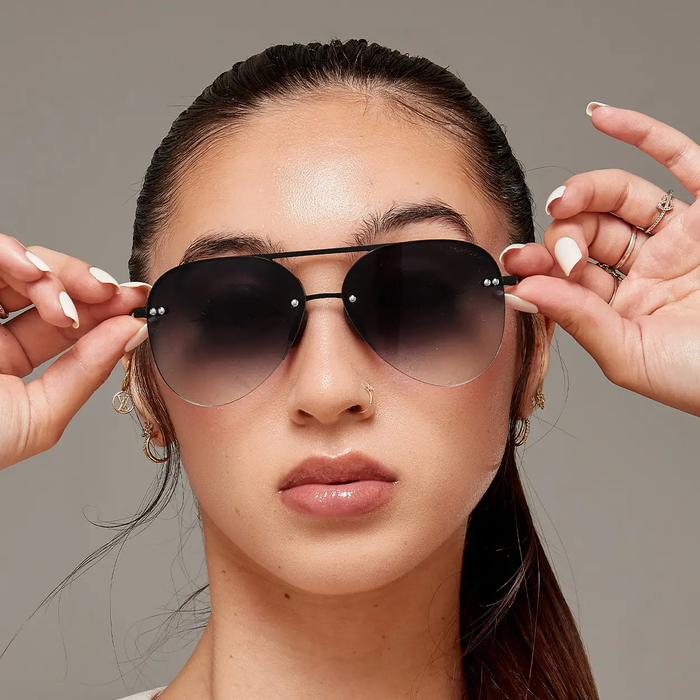 TOPFOXX: SMALLER MEGAN 2 - BLACK TANGLE FREE AVIATOR SUNGLASSES