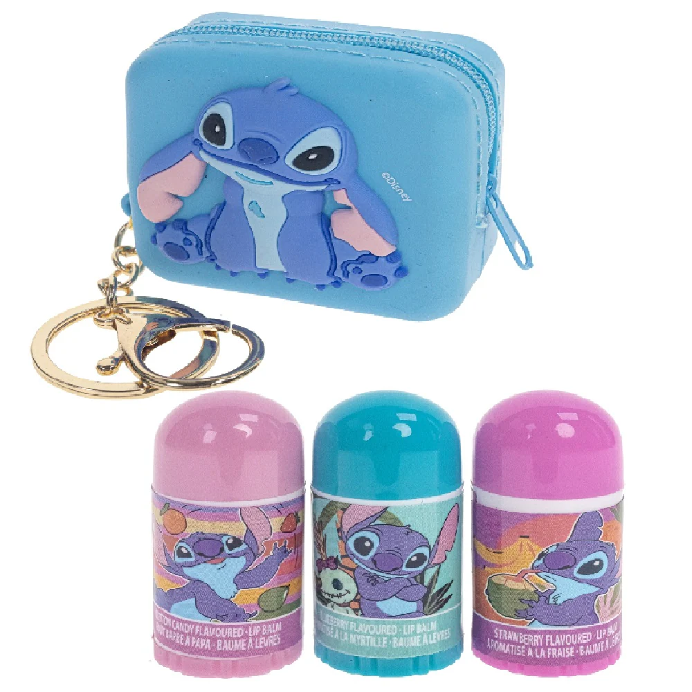 DISNEY: STITCH 3-PIECE PLANT BASED LIP BALM WITH SILICONE COIN BAG