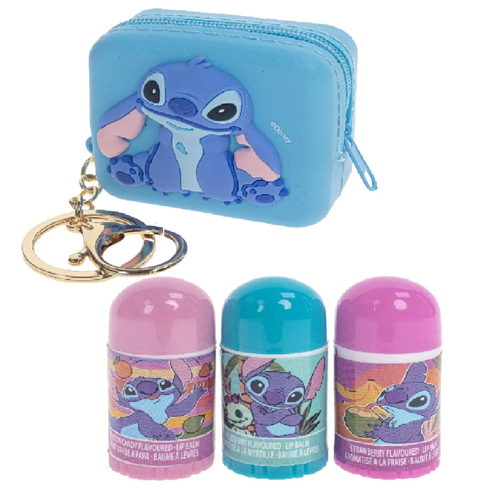 DISNEY: STITCH 3-PIECE PLANT BASED LIP BALM WITH SILICONE COIN BAG