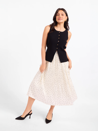 SADIE & SAGE: LETTERS HOME PLEATED MAXI SKIRT - IVORY/BLACK