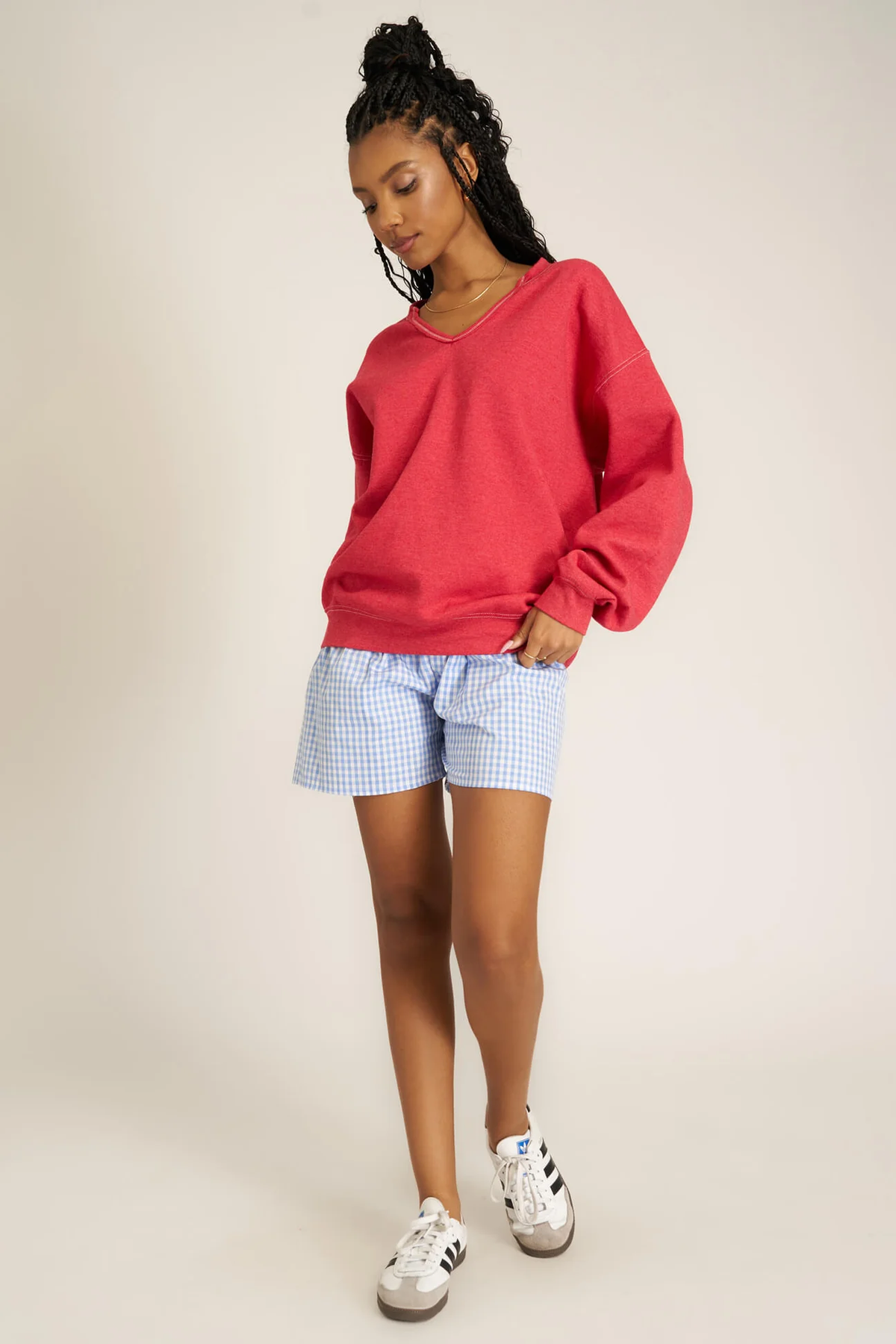 PROJECT SOCIAL T: SCORPIO NOTCH NECK SWEATSHIRT - RED DAHLIA