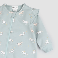 MILES THE LABEL: UNICORN PRINT ON CLOUD BLUE PLAYSUIT