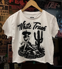 COUNTRY DEEP: WHITE TRASH WITH A LITTLE CASH BABY DOLL CROPPED TEE - WHITE