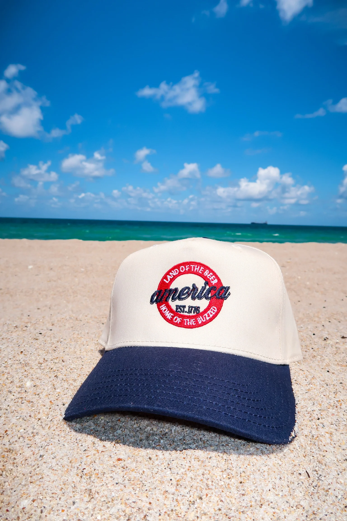 LAND OF THE BEER SNAPBACK HAT - NATURAL/NAVY