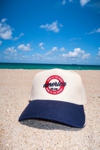 LAND OF THE BEER SNAPBACK HAT - NATURAL/NAVY