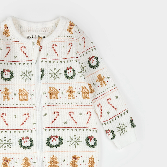 PETIT LEM: HOLIDAY TREATS FAIR ISLE PRINT ON THERMAL SLEEPER