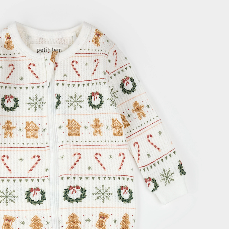 PETIT LEM: HOLIDAY TREATS FAIR ISLE PRINT ON THERMAL SLEEPER