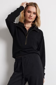 BOBI: DOUBLE ZIP FUNNEL NECK PULLOVER
