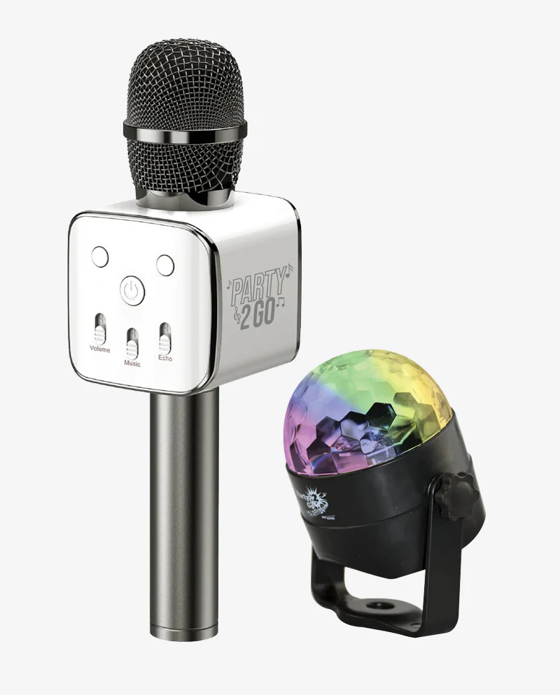 TRENDTECH: PARTY 2 GO KARAOKE MICROPHONE & DISCO BALL COMBO - BLACK