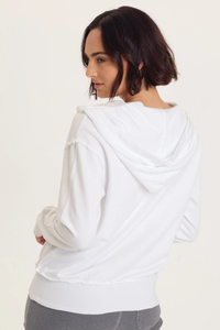 XCVI: ROSALYN FLEECE CASUAL HOODIE - WHITE