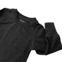 LITTLE BIPSY: LONG SLEEVE POCKET TEE - BLACK